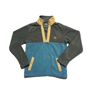 Billabong Pullover Mens Medium Blue Gray Tan Adventure Division Quarter Zip